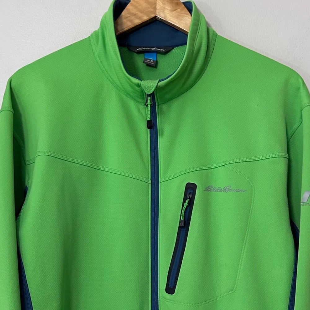 Eddie Bauer First Ascent Fleece Jacket Mens XL Green Blue Full Zip Technical